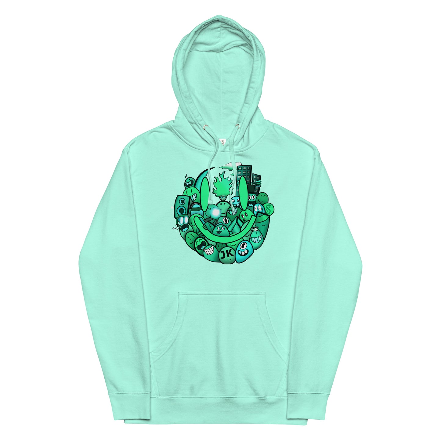 Doodle Hoodie Drop 1 Cyan/Aqua Unisex Contemporary Streetwear